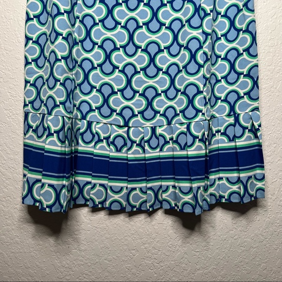 NWOT C Wonder Sleeveless Golf Dress Size 10 Blue Pleat Trim Summer Country Club - Picture 3 of 8